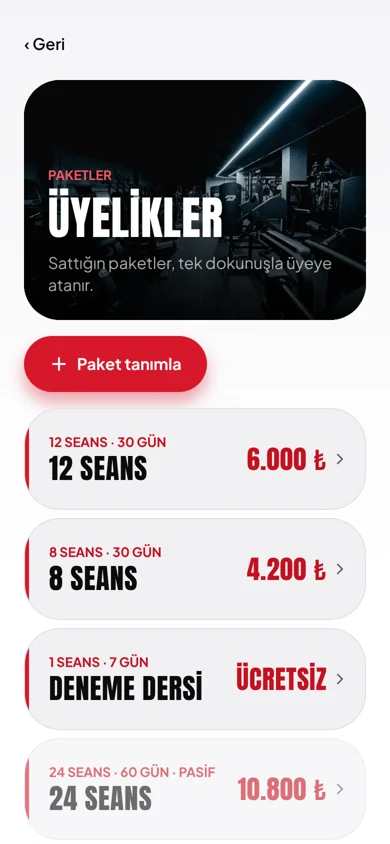 PTCore paketler ekranı